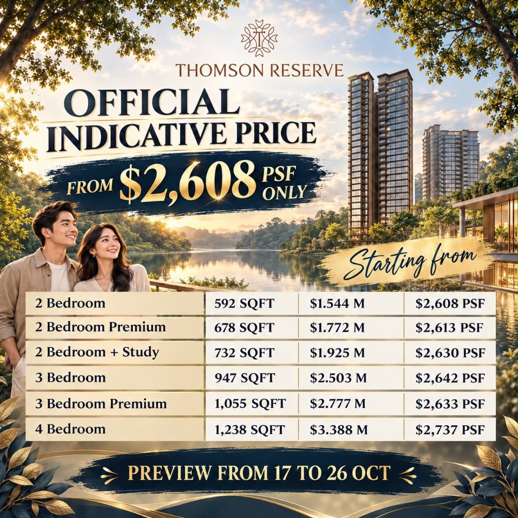 Thomson Reserve Official Indicative Price — From $2,608 PSF Only, Preview 17 to 26 Oct